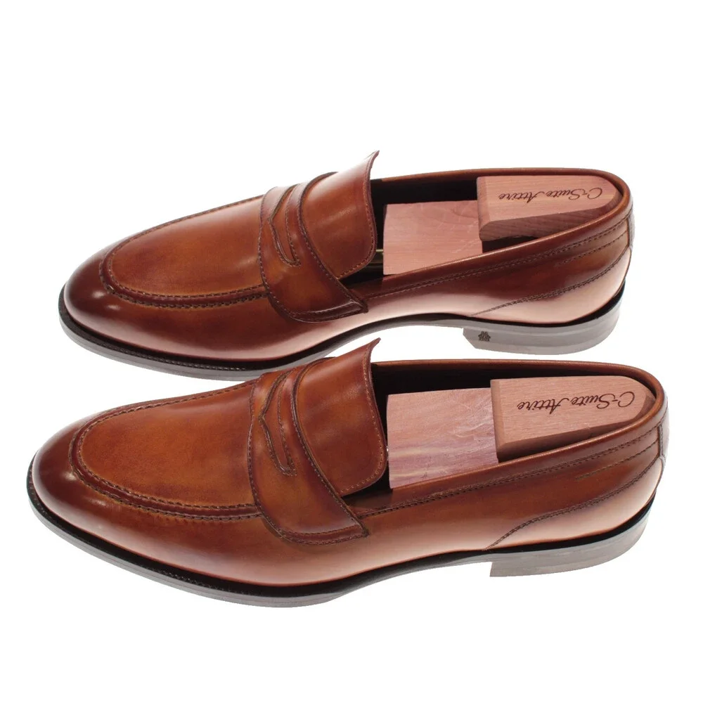 Di Bianco NWB Slip On Penny Loafers Size 40.5 (US 7.5) in Brown Leather